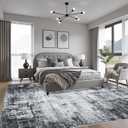 5x7 Area Rug Living Room Rug: Washable Modern Abstract Soft Thin Rug Indoor Floor No Slip Stain Resistant Carpet for Bedroom Dining Room Farmhouse Nursery Home Office - Dark Black