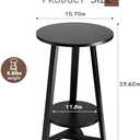 Hadulcet Black Side Table, Two-Tier Round End Table, Modern Small Side Table Living Room, Bedroom & Balcony, Black End Table with Storage Shelf with Solid Wooden Legs