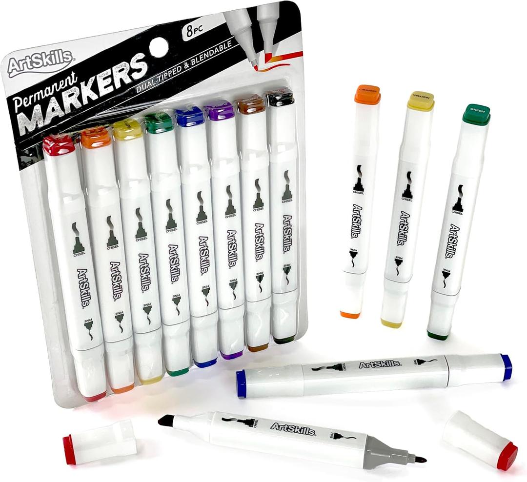 ArtSkills Artists Alcohol Markers Set, Blendable Dual Tip Markers Permanent Marker Set for Adult Coloring, Drawing, 7-Count