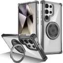 Compatible for Samsung Galaxy S22 Ultra Case [Compatible with Magsafe] 360 Rotatable Ring Stand Magnetic Military Grade Clear Case for Samsung S22 Ultra 6.8 Inch Black