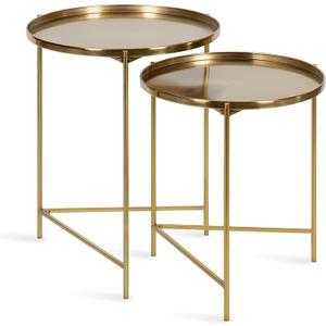 Kate and Laurel Ulani Modern Nesting Side Table; Set of 2; Gold; Sophisticated Glam End Tables for Storage and Display