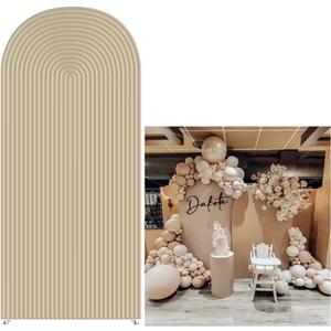 HUAYI Light Tan Ripples Pattern Arch Backdrop Cover for Birthday Party Wedding Baby Shower Decorations Chiara Backdrops Arched Wall Frame Stands Covers Props GP-454 2.5ft * 6ft, W2.5ft by h6ft