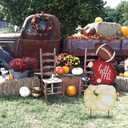 hogardeck Fall Decorations for Home Outdoor, 32" Decorative Garden Stakes with 3 Stacked Pumpkin Football Helmet for Fall Decor, Metal Yard Signs for Garden Home Lawn Patio Thanksgiving Decorations (Rbw)