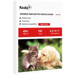 Koala Photo Paper Double-side Matte 8.5X11 Inches Compatible with Inkjet Printer 48LB Presentation Paper 100 Sheets