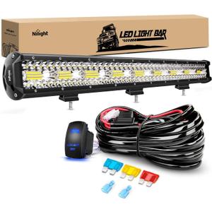 Nilight 26 Inch 540W LED Light Bar Triple Row Flood Spot Combo 50000LM Driving Boat Led Off Road Lights with 12V On/Off 5 Pin Rocker Switch 14 AWG Wiring Harness Kit