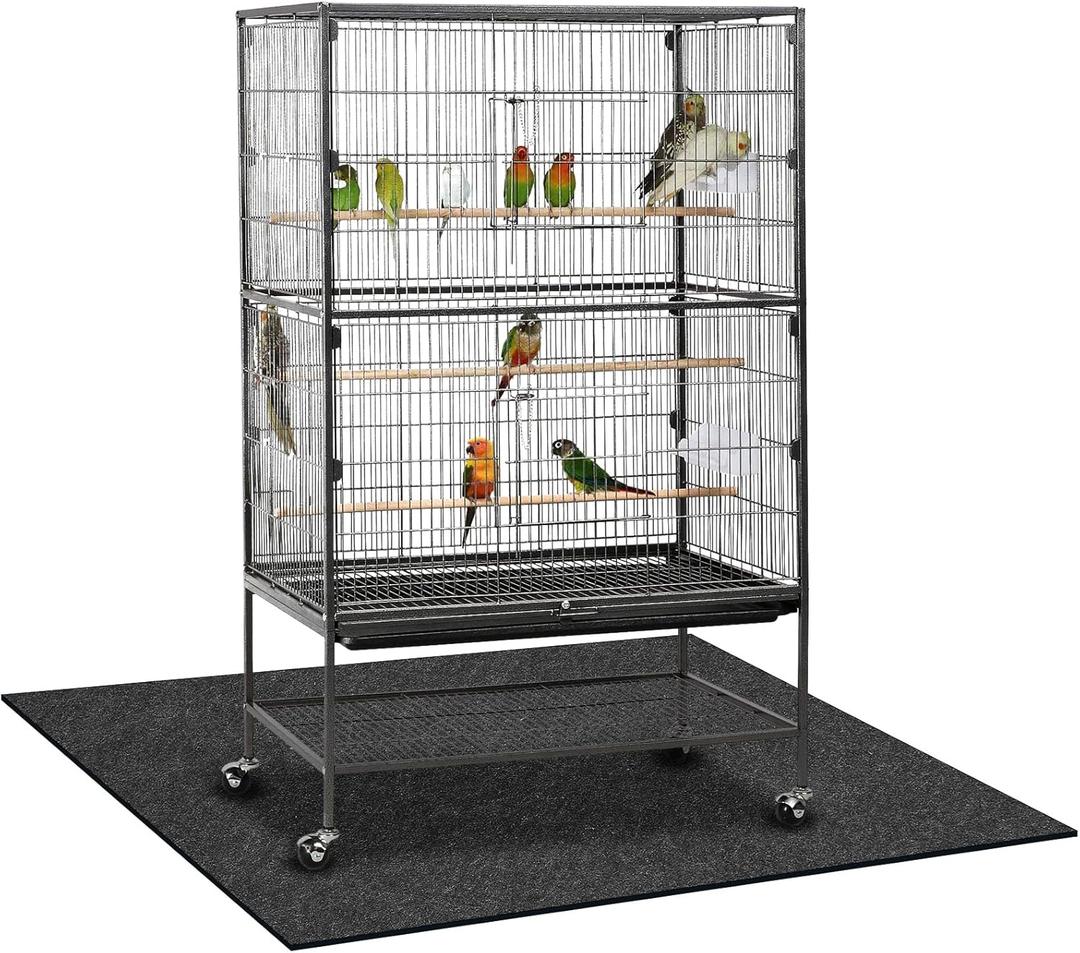 Nuanchu Large Bird Cage Mat, 48 x 36 Inch Under Pet Cage Mat, Absorbent/Waterproof Felt Pad for Bird Cages, Reptile Aquariums, Dog Kennels, with Non-Slip Backing for Hard Floors and Surfaces