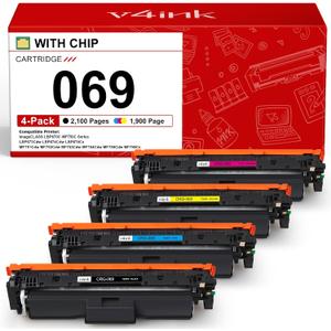 v4ink 069 069H Toner Cartridge Compatible Replacement for Canon 069 Toner Cartridge Set for use with Canon imageCLASS LBP670C MF756Cx MF750C Series LBP673Cdw LBP674Cdw MF753Cdw MF754Cdw Printer 4Pack