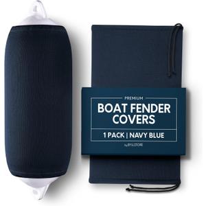 Boat Fender Covers | Several Sizes | Black & Navy Blue | 1, 2 & 4-Pack | Polyester (1-Pack, Navy Blue, 10 x 26)