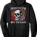 I Have Really Cool Tattoos Under Here But I'm Cold Pullover Hoodie (Black, L)
