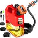 Cordless Fuel Transfer Pump, 3.8 GPM Automatic Gas Can Pump, Electric Fuel Pump Built in 6000mAh Rechargeable Battery, LED Display, Auto Stop, 3 Gear Adjustable Flow, 3 Adapters, 90" Hose for Gasoline