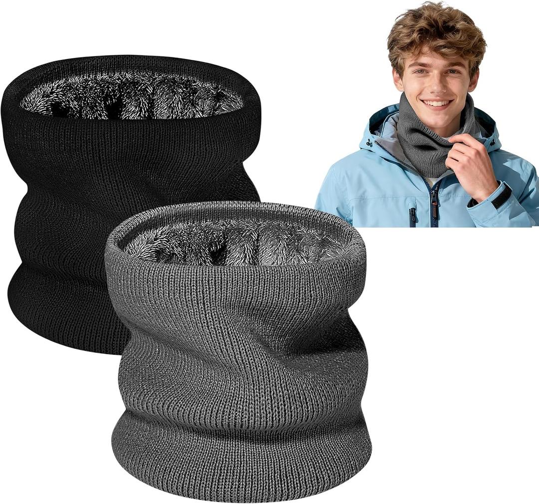 Winter Neck Warmer Gaiter: Windproof Thick Fleece Lined Warm Neck Scarf for Skiing Cycling Snowboarding for Men Women (One Size, Black, Grey)