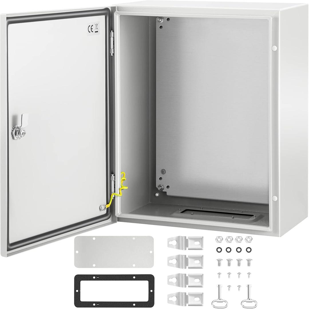 VEVOR NEMA Steel Enclosure, 20 x 16 x 10'' NEMA 4X Steel Electrical Box, IP66 Waterproof & Dustproof, Outdoor/Indoor Electrical Junction Box, with Mounting Plate