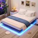 Floating Bed Frame Full Size, Full Bed Frame with Smart LED Lights, Heavy Duty Modern Metal Platform Bed No Box Spring Needed - Easy Assembly and Noise Free