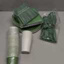 Nuogo 336 Pcs Sage Green Tableware Set Gradient Green 7 in 9 in Plates 9oz Cups Supplies Disposable Paper Plates Napkins Cup Fork Knives Spoon for Party Baby Shower Birthday Wedding