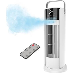16'' Misting Tower Fan, 700ml Tank, 90 Oscillating Fan w/Remote, Bladeless Desk Fan, 4 Speeds, Timer, Cooling Fan for Bedroom, Desk, Table, Office, Room