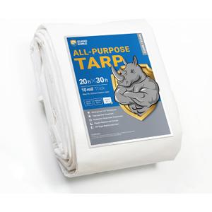 GUARD SHIELD Heavy Duty Tarp 20x30 Feet White Multi Purpose Thick Waterproof Poly Tarp Cover 10mil