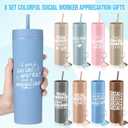 Honeydak 8 Pcs Social Worker Appreciation Week Gifts 16oz Plastic Cups with Lids and Straws Keychains Bow OPP Packaging Bag Social Worker Graduation Gifts Thank You for Team Staff(Dark,Coffee)