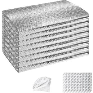 Garage Door Insulation Kit 8P Double Bubble Window Heat Insulation Panels, 6MM 8x8FT Reflective Aluminum Foil Summer/Winter Barrier Sheets with 120 Adhesive Tapes for Garage Attic Wall (24x48)