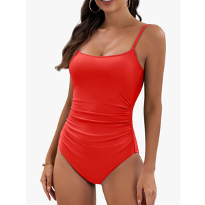 Eomenie Women's One Piece Swimsuits Tummy Control Ruched Bathing Suit 1 Piece Swimwear L
