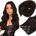 Sunny Hair Clip in Hair Extensions Straight Human Hair Clip in Extensions Remy Clip in Hair Extensions Real Human Hair Extensions Clip ins Dark Brown Hair Extensions 22inch