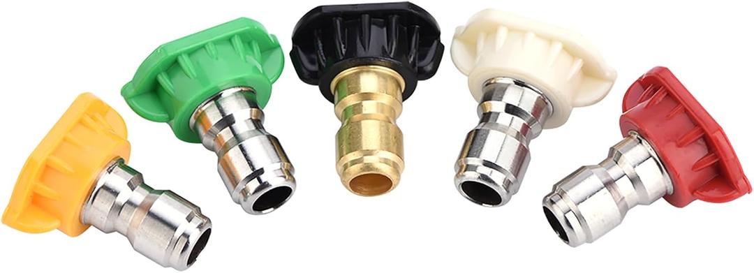3 x HAOHIZE Pressure Washer Tips, 5 Pcs Pressure Power Washer Nozzle Tips for 1/4'' Quick Connect, 4000 PSI Multiple Degrees Pressure Washer Spray Nozzle (0, 15, 25, 40, 65) 2.5 GPM