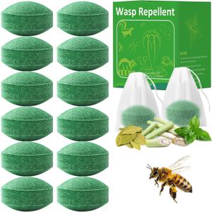 12 Pack Wasp and Bee Repellent, Natural Peppermint Oil Carpenter Bee Repellent for Yellow Jackets, Hornets, Mud Wasps Deterrent for Indoor Outdoor Patio Garden Porch, Pet and Human Safe, Dark Green