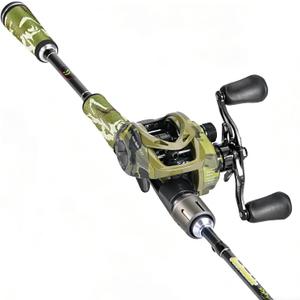 Sougayilang Baitcaster Combo, 30Ton+24Ton Graphite 2-Piece Blanks Casting Fishing Rod, Super Polymer Handle, S Style Hook Keeper with Camo Baitcasting Reel