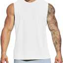 MIER Men's Workout Tank Tops UPF 50+ Swim Shirts Quick Dry Running Sleeveless UV Protection Muscle Tees, L, White