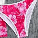 Floerns Women's 3 Piece Bikini Sets Boho Floral Print Halter Swimsuit Layered Ruffle Bathing Suit (Pink, M)