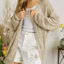 Saodimallsu Womens Summer Lightweight Cardigans Crochet Knit Boho Open Front Long Sleeve Loose Sweater Outwear (White, L)