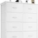 Sweetcrispy 8 Drawer Fabric White Dresser for Bedroom, Tall Double Dresser, 11.8"D x 30.9"W x 36.4"H