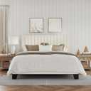 Queen Size Bed Frame, Velvet Upholstered Platform Bed with Adjustable Tufted Headboard, Sturdy Frame and Slats, Noiseless, No Box Spring Required, Easy to Assemble, Beige