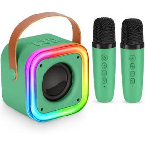Mini Karaoke Machine for Kids, Girl Toys Gifts, Kids Karaoke Wireless Microphone for 4,5,6,7,8,9,10,11,12 Years Old Boys and Girls Christmas Party Gifts Toys (Dark Green)