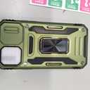 DEERLAMN Case for iPhone 17 6.3-Inch with Slide Camera Cover + Screen Protector (2 Packs), Rotated Ring Kickstand Military Grade Shockproof Protective Cover-Olive Green