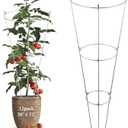 12 Pack Folding Tomato Cages Metal Plant Support Rings Heavy Duty Tomato Plant Support Cage Galvanized Garden Cucumber Trellis Ring for Garden Climbing Plants Flowers Fruits(36 x 12 Inch)