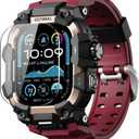 ULTIMAL Rugged Case with Band for Apple Watch 49mm, Compatible with Apple Watch Ultra/ Ultra 2, Military Grade Shockproof Bumper Cover for iWatch Tactical Band Men (49mm, Red)