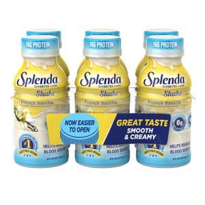 SPLENDA Diabetes Care Shakes - Meal Replacement Shake, 8 Fluid Ounces Per Bottle (French Vanilla, 6 Pack) (BB: December 16, 2025)