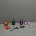 4PCS 3D Printed Dragon Octopuses with Egg Easter Basket Stuffers Easter Egg 3D Printed Animals Toy Set