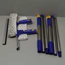 ITTAR Window Squeegee Cleaner Kit, Rotatable Rubber Squeegee and Microfiber Scrubber-2 Pads, Washing kit with 60" Telescopic Stainlees Steel Pole, Window Cleaning Tool for Home Shower Car Windshield (1 Set of Pole)