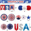 32PCS 4th of July Patriotic Decorations Set,250th Red White Blue Paper Fans Decorations Labor Memorial Day Decor for Indoor Outdoor Outside