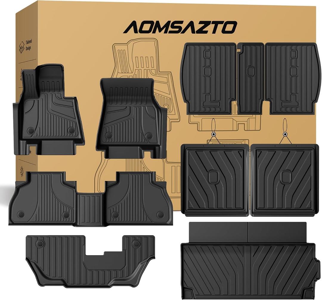 Floor Mats & Cargo Liner & 2nd 3rd Backrest Mat for BMW X7 2019-2025 2026 Only 7-Seater | Custom Fit 2026 BMW X7 G07 Accessories All Weather Floor Mats Trunk Mat Back Seat Cover Protector Full Set