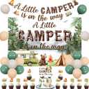 Jollyboom Camping Baby Shower Decorations, a Little Camper Is On The Way Backdrop Banner Cake Cupcake Toppers Balloons for Smore Welcome Baby Gender Reveal Pregnancy Gift