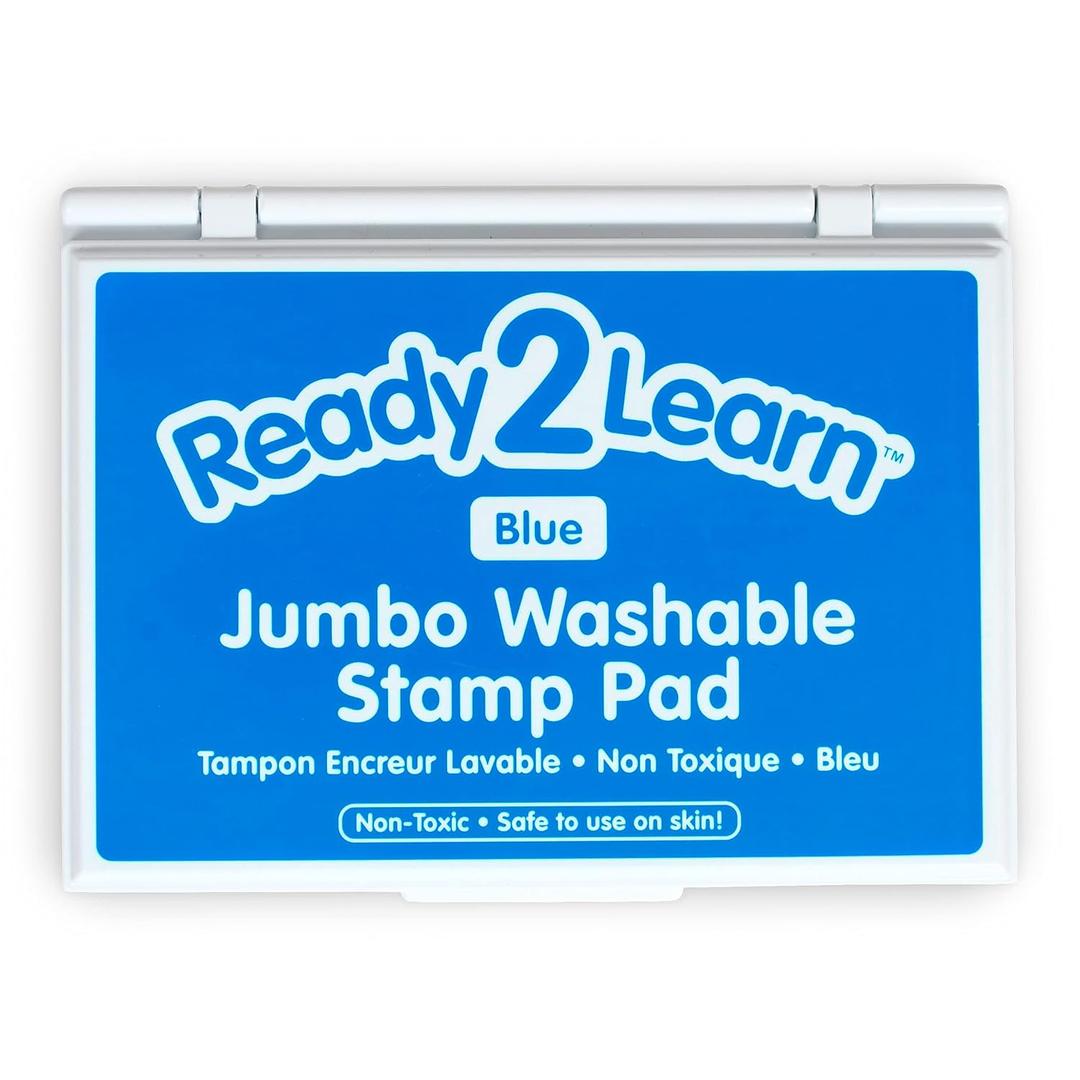 Ready 2 Learn Jumbo Washable Stamp Pad - Blue - 6.2"L x 4.1"W - Non-Toxic - Fade Resistant - Ideal Size for Baby Handprints and Footprints