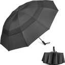 G4Free 62 Inch Large Golf Umbrella Compact Reverse Travel Umbrella 10 Ribs Windproof for Rain Double Canopy Automatic Open Close (Black)