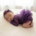 ForBaysy Newborn Photography Props Newborn Lace Romper Set with Matching Headband – Infant Baby Girl Outfit for Photoshoot