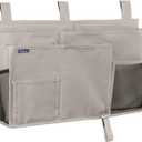 Surblue Bedside Caddy Hanging Bed Organizer Storage Bag Pocket for Bunk and Hospital Beds, College Dorm Rooms Baby Bed Rails,Camp (8 Pockets),Gray (Large)