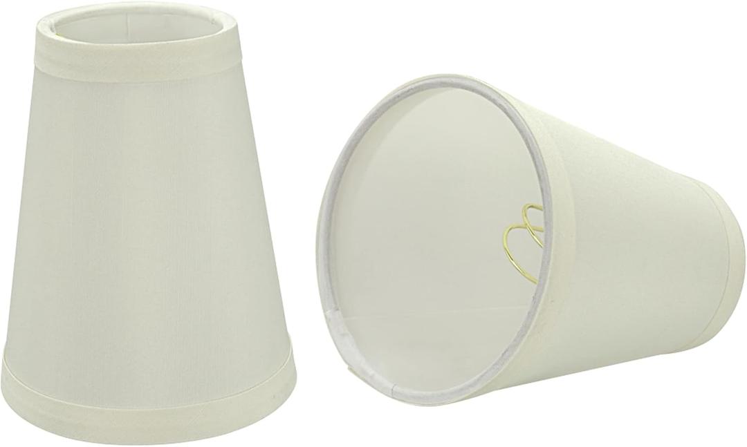 Aspen Creative 32661-2 Small Hardback Empire Shape Chandelier Set (2 Pack), Transitional Design, 4" Bottom Width (2 1/2" x 4" x 5") Clip ON LAMP Shade, White/Faux Silk Fabric