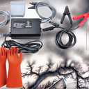 Lichtenberg Machine, Fractal Wood Burning Kit, 10KV 30mA Electric Wood Burner with Transformer, Rods, Clamps & Foot Pedal, with HIgh Voltage Insulating Gloves