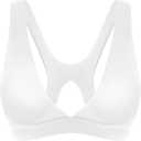 XUNYU V Neck Sports Bras for Women Racerback Padded Workout Top Open Back Yoga Crop Tank Tops Built in Bra (Green, XL)