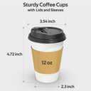 Dealusy 100 Pack 12 oz Disposable Coffee Cups with Lids and Sleeves, Sturdy Thick Paper & Leak-free Insulated to Go Paper Hot Coffee Cups for Hot & Cold Beverage